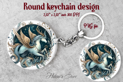 Christmas round keychain design|Magic unicorn Car coaster Product Image 1
