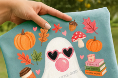 Cute Ghost Blowing Bubble PNG, Boho Fall Png, Autumn Ghost Product Image 2