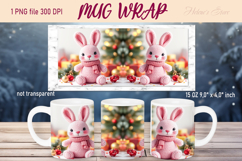 Pink Crochet Yarn bunny Christmas mug wrap 15 oz png design Product Image 1