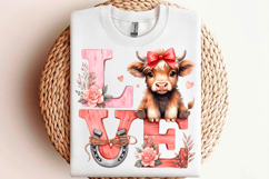 Valentine’s Day Highland Cow PNG Product Image 1