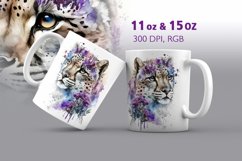 Watercolor Snow Leopard Mug Sublimation Product Image 1