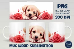 Valentines Puppy Mug Wrap | Puppy PNG Valentine Mug Design Product Image 1
