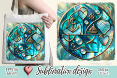 Aquamarine ocean gold and pearl sublimation design png Product Image 1