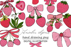 Strawberry clipart png hand drawn Product Image 1