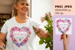 Mothers Day Floral Heart T-Shirt Sublimation Product Image 1