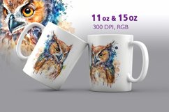 Watercolor Owl Mug Wrap Sublimation Product Image 1