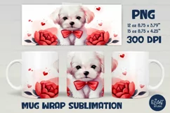 Valentines Day Mug Wrap | Puppy PNG Valentine Mug Design Product Image 1