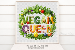 3D Cute Motivational Quote Vegan Queen sublimation design Product Image 1