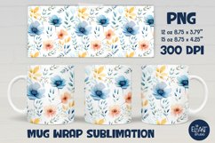 Watercolor Flowers Mug Sublimation | Flowers Mug Wrap Product Image 1