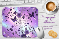 Iridescent lilac floral mouse pad sublimation design png Product Image 1