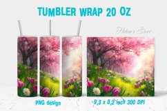 Spring tumbler wrap| Flower tumbler | Pink flower tumbler Product Image 1