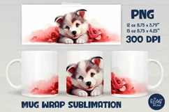 Puppy Valentines Sublimation | Puppy PNG Valentine Mug Wrap Product Image 1