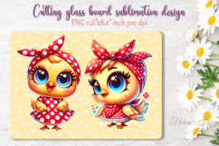 Lady chicken housewife cutting board sublimation design png Product Image 1
