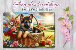 Cute puppy dog in flowers basket cutting glass board designs Product Image 1