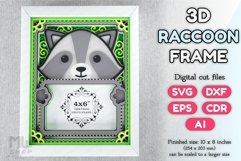 3D Raccoon Frame SVG, Layered Raccoon Frame, 3D SVG Raccoon Product Image 1