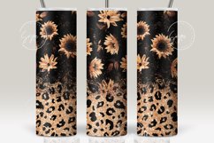 Sunflower Print Tumbler PNG, Leopard Pattern Sublimation Product Image 1