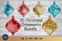 Floral Ornament SVG Bundle | Layered SVG Christmas Ornaments Product Image 1