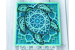 3D Turtle SVG, Layered Turtle Mandala, Shadowbox Turtle -A12 Product Image 1