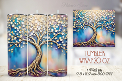 Fantasy Golden Tree tumbler 20oz wrap sublimation design png Product Image 1