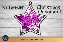 3d SVG Ornament | Layered SVG Christmas Star | Ornaments SVG Product Image 1