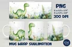 Little Dino Mug Wrap | Baby Dinosaur PNG Mug Design Product Image 2