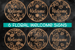 6 Round Door Hanger SVG, Spring Welcome Sign SVG Product Image 1