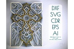 Cr40 - Layered Cross, Laser cut Cross, Cricut Cross SVG Product Image 1