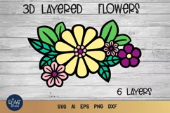 3d Flower SVG | Layered SVG Flowers | 3d Floral Bouquet SVG Product Image 1
