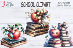 Cute School BUNDLE| Teacher sublimation design|Book &amp; apple Product Image 2