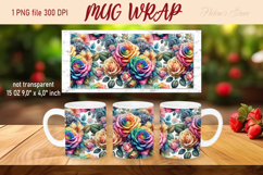 Rainbow rose pattern mugs wrap 15oz sublimation designs Product Image 1