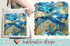 Blue ocean gold and pearl sublimation designs png | Sea life Product Image 1