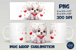 Valentines Day Mug Wrap | Puppy PNG Valentine Mug Design Product Image 1