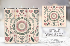 Pastel heart &amp; flowers straight skinny tumbler 20 oz wrap Product Image 1