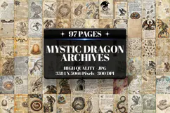 Mystic Dragon Vintage Digital Paper | Journal JPG Product Image 1