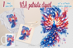 Cute peacock bird American flag colors clipart|USA Patriotic Product Image 1