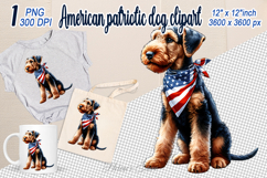 Dog with American flag clipart | USA Patriotic dog png Product Image 1