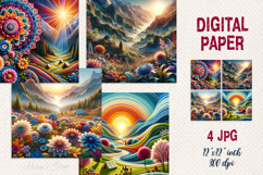 Spring mountains digital paper |Camping design scrap booking Product Image 1