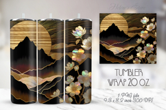 Fantasy Mountains straight skinny tumbler sublimation wrap Product Image 1