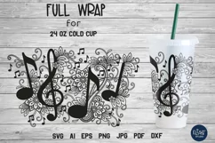 Music SVG | Floral Cup Wrap SVG | Treble Clef SVG Product Image 1