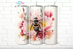 Floral with Bee 20 oz Skinny Tumbler Wrap Product Image 1