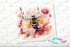 Floral with Bee 20 oz Skinny Tumbler Wrap Product Image 2