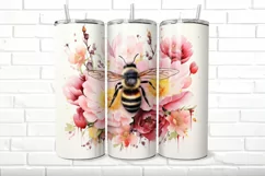 Floral with Bee 20 oz Skinny Tumbler Wrap Product Image 3