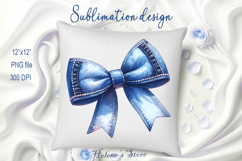 Realistic denim coquette bows design|Blue bow T-shirt clipar Product Image 5