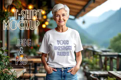 Woman white t-shirt mockup JPG and PSD Product Image 2