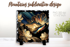 Magic mountains slate design png | Fanatsy night landscape Product Image 1