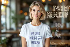 Woman white t-shirt mockup JPG and PSD Product Image 4