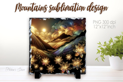 Magic mountains slate design png | Fanatsy night landscape Product Image 1