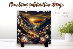 Magic mountains slate design png | Fanatsy night landscape Product Image 1