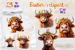 Easter highland cows Sublimation designs | Farmhouse clipart Product Image 1