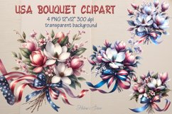 Watercolor magnolia Clipart| Patriotic Flowers print design Product Image 1